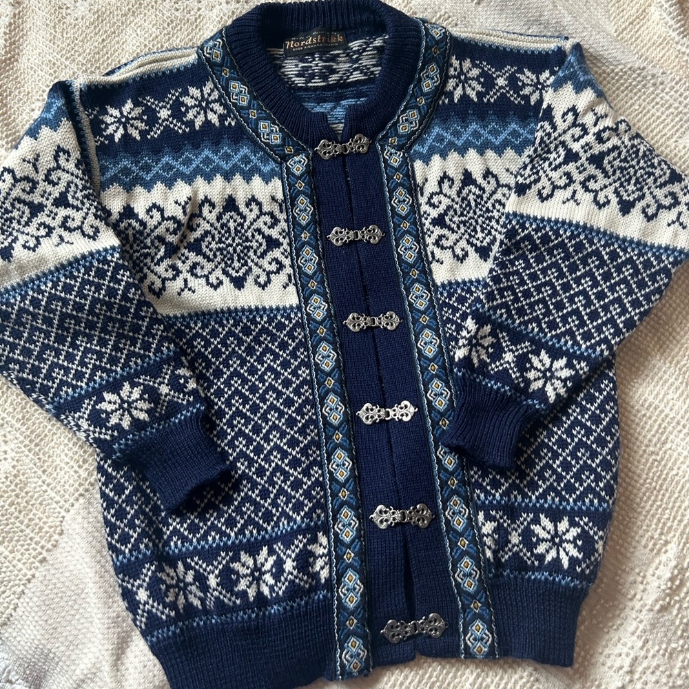Norwegian Folk Virgin Wool Nordstrikk Scandinavian Cardigan size S
